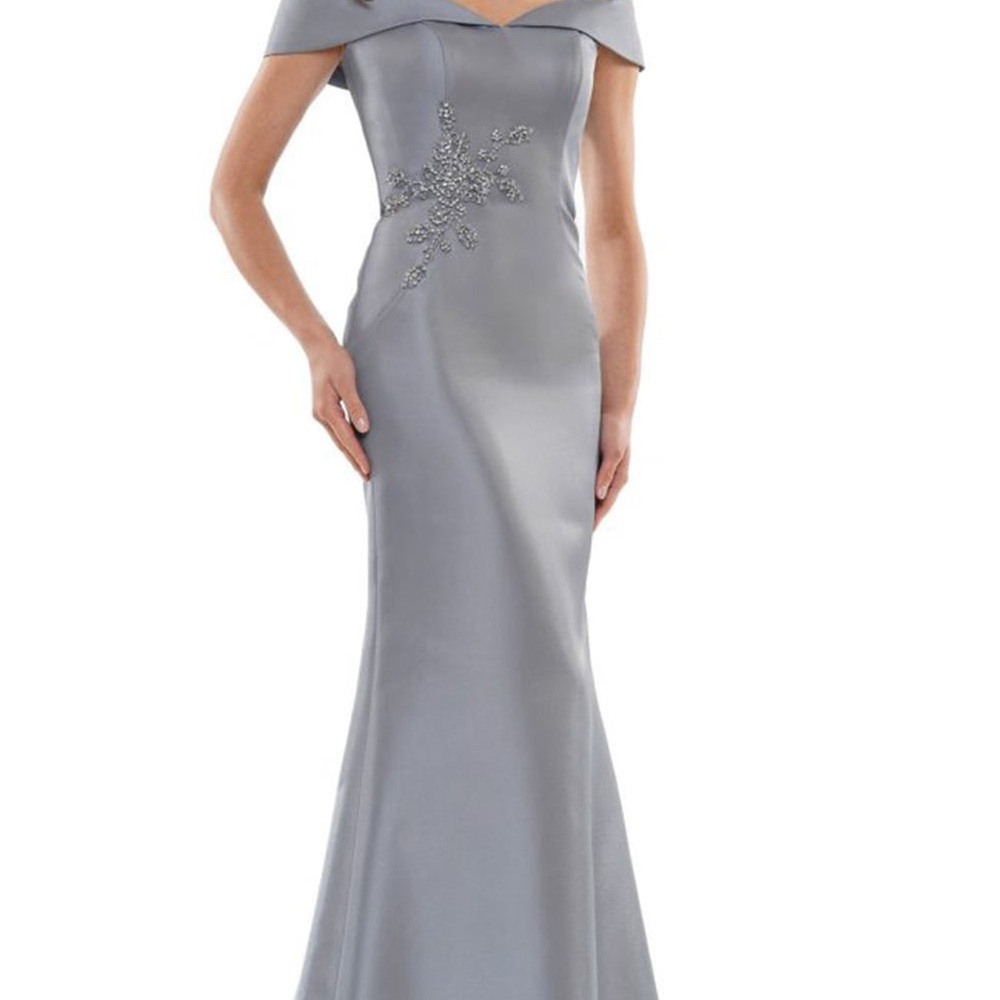 Elegant Off-Shoulder Gray Wedding Dress